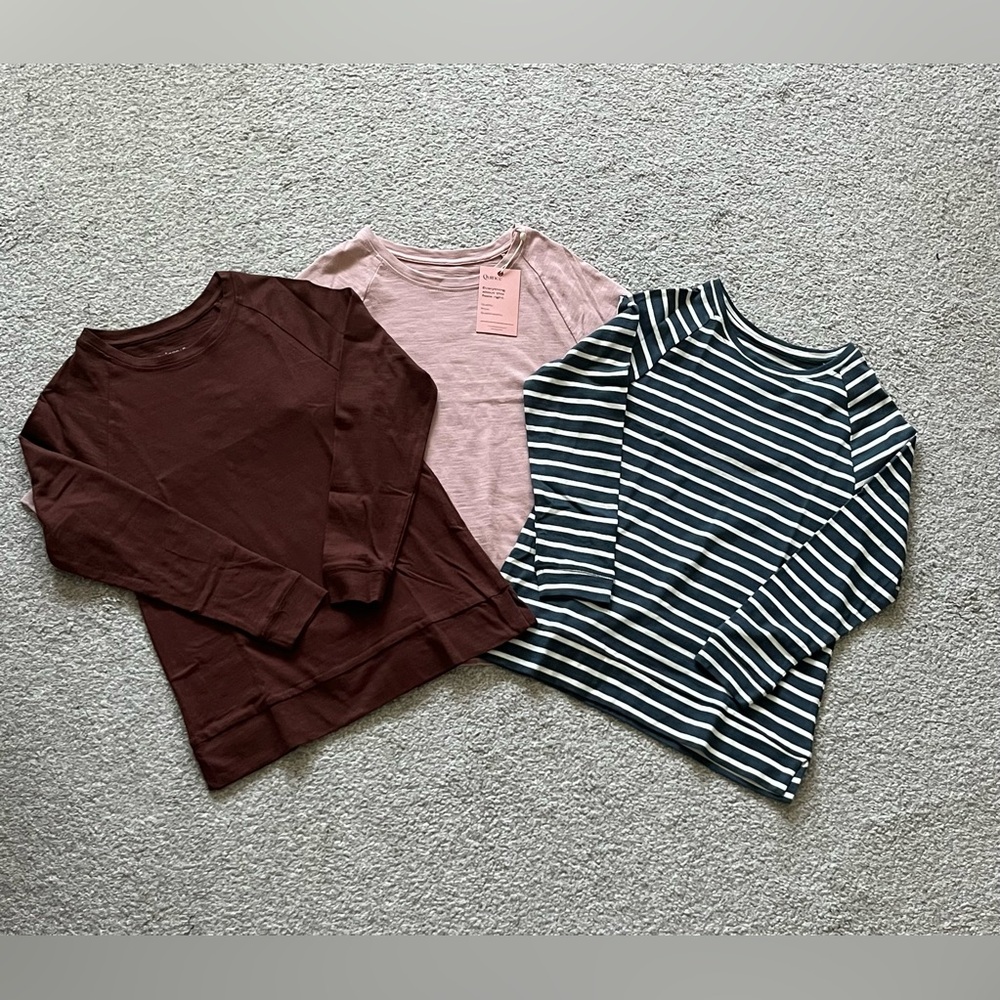 NWT Quince Girls 3 Pack Longsleeve Organic Cotton TShirts Size 10